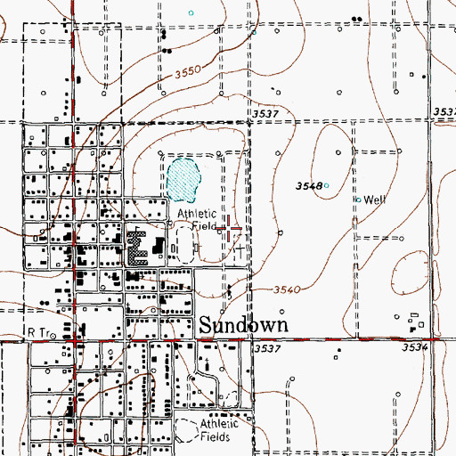 Topographic Map of Sundown Cemetery, TX