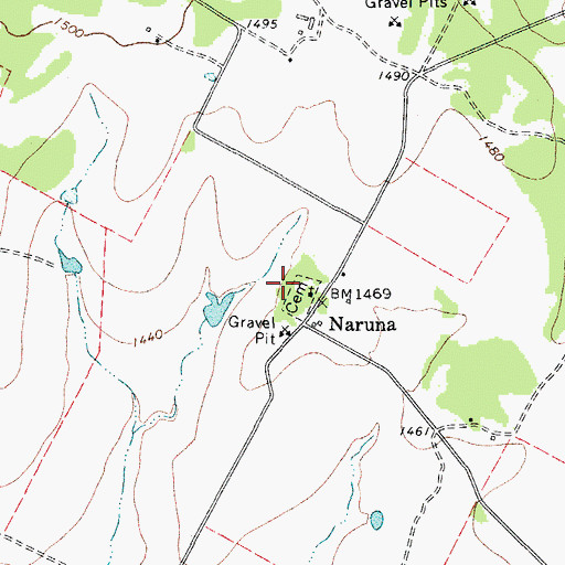 Topographic Map of Naruna Cemetery, TX