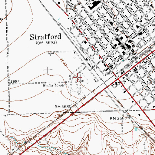 Topographic Map of Stratford Cemetery, TX