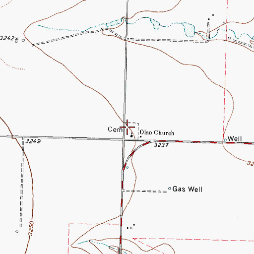 Topographic Map of Oslo Lutheran Church Cemetery, TX