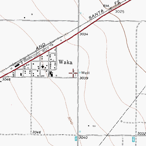 Topographic Map of Waka Cemetery, TX