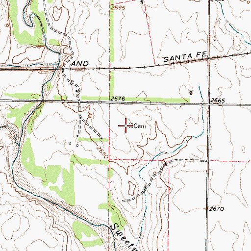 Topographic Map of Fort Elliott Cemetery, TX
