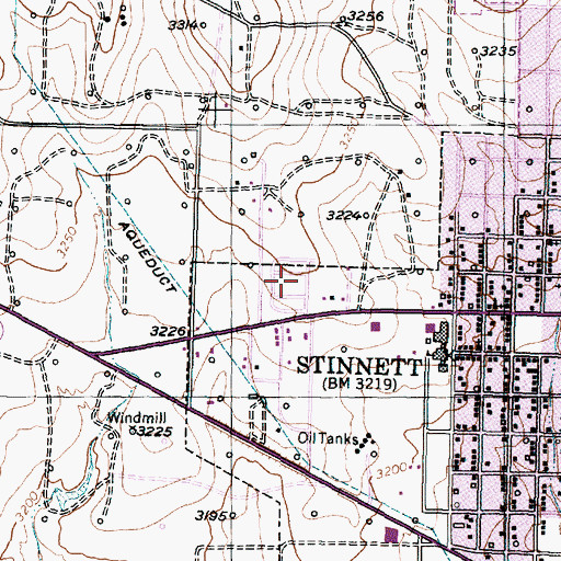 Topographic Map of Stinnett Cemetery, TX