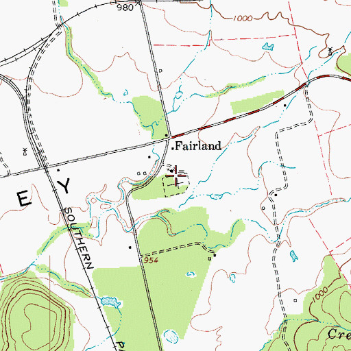 Topographic Map of Fairland Cemetery, TX