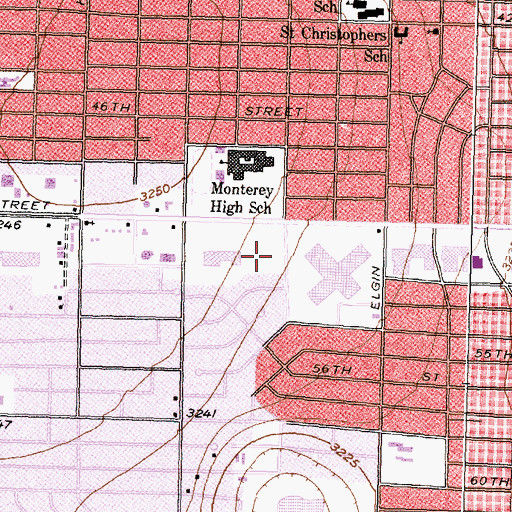 Topographic Map of Monterey Post Office, TX