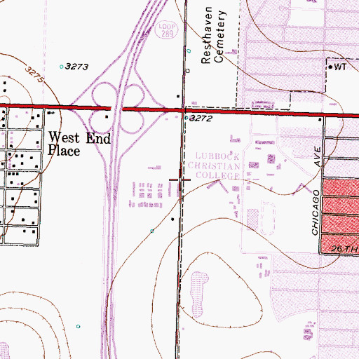 Topographic Map of Sunset Post Office, TX