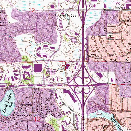 Topographic Map of Lost Lake Post Office, MN