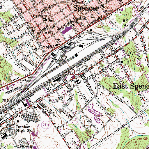 Topographic Map of East Spencer Police Department, NC