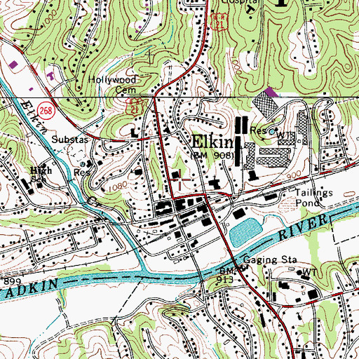 Topographic Map of Elkin Police Department, NC
