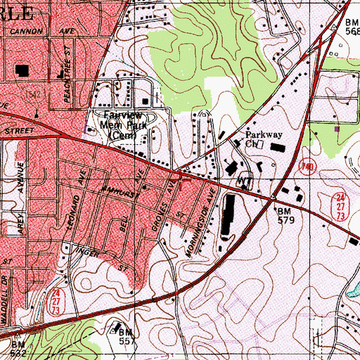 Topographic Map of Albemarle Police East Community, NC