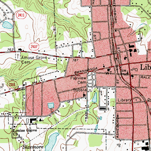 Topographic Map of Liberty Police Department, NC