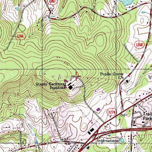 Topographic Map of Albemarle West Police Community, NC