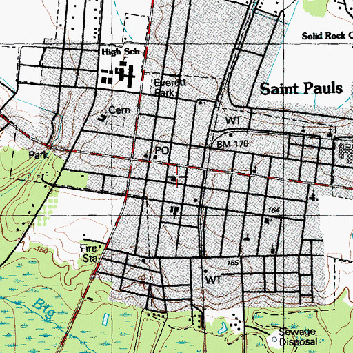 Topographic Map of Saint Pauls Police Department, NC