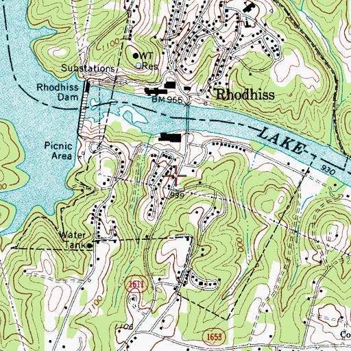 Topographic Map of Rhodhiss Police Department, NC