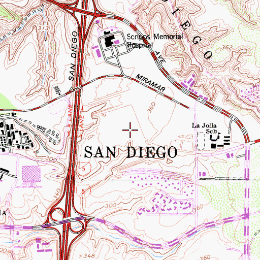 Topographic Map of Moores Cancer Center, CA