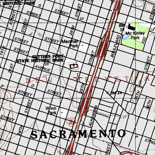 Topographic Map of Sutter Medical Center, CA