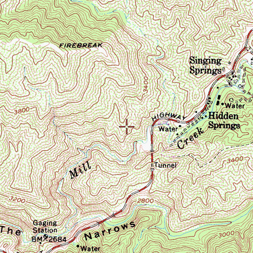 Topographic Map of Hidden Springs Camp, CA