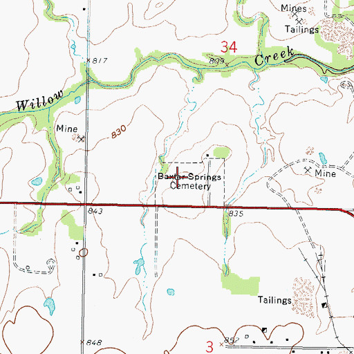 Topographic Map of Baxter Springs City Cemetery Soldiers' Lot, KS