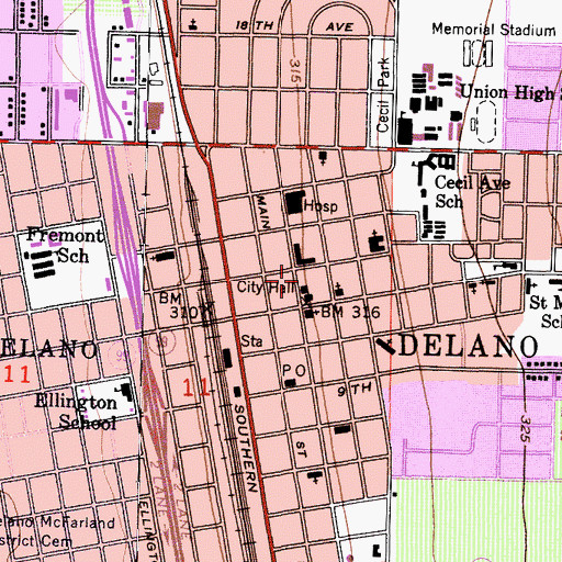 Topographic Map of Kern County Sheriff's Office, CA