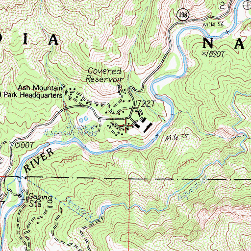 Topographic Map of Sequoia District Ranger Station, CA