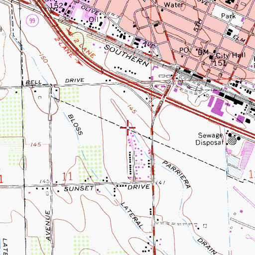 Topographic Map of California Highway Patrol Central Division - Merced, CA