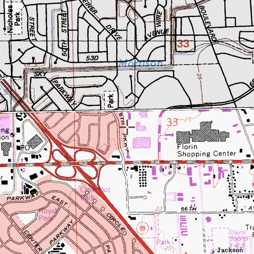 Topographic Map of Sacramento County Sheriff's Office, CA