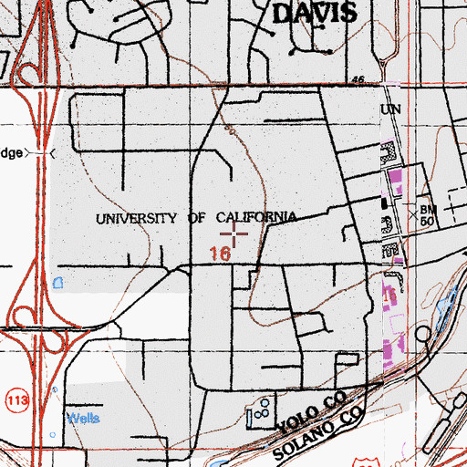 Topographic Map of University of California Davis Police Department, CA