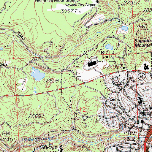 Topographic Map of Nevada County Wade Brown Correctional Facility, CA