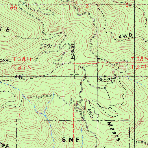 Topographic Map of Stuckeys Place, CA
