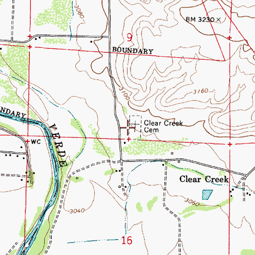 Topographic Map of Clear Creek Cemetery, AZ