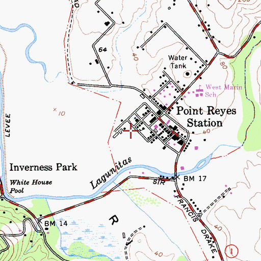 Topographic Map of Marin County Sheriff's Office Point Reyes Substation, CA