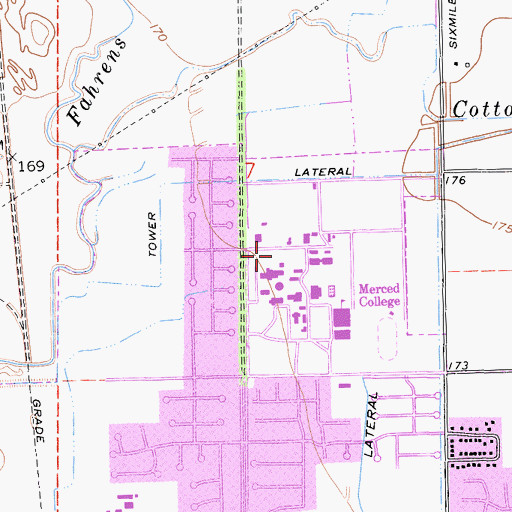 Topographic Map of Merced Community College District Police Department, CA