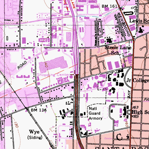 Topographic Map of Santa Rosa Junior College District Police Department, CA