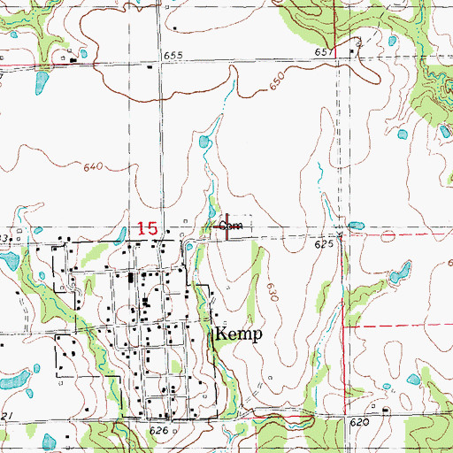 Topographic Map of Kemp Cemetery, OK
