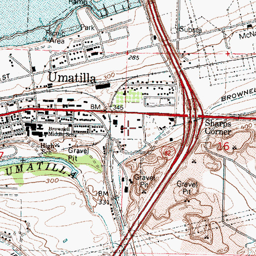 Topographic Map of Umatilla Clinic, OR
