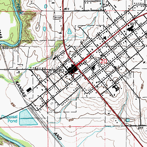 Topographic Map of Ryan Post Office, OK