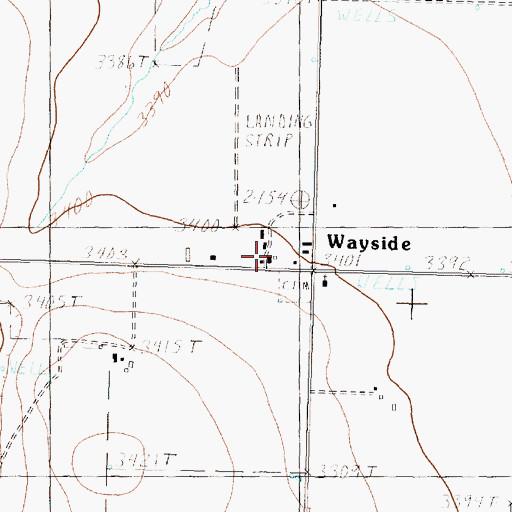 Topographic Map of Wayside Post Office, TX
