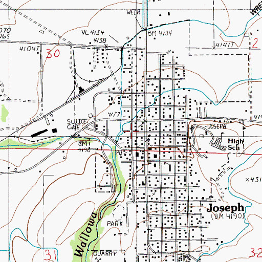 Topographic Map of Joseph Police Department, OR