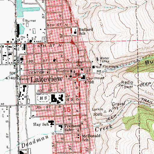 Topographic Map of Lake County Sheriff's Department, OR