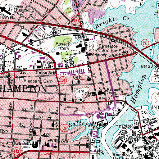 Topographic Map of Bethel AME Church Cemetery, VA