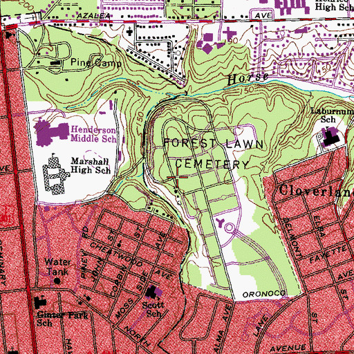 Topographic Map of Richmond Beth - El Cemetery, VA