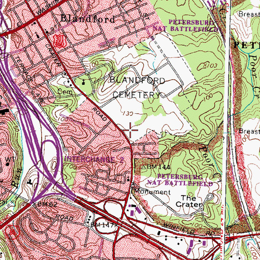 Topographic Map of Brith Achim Cemetery, VA