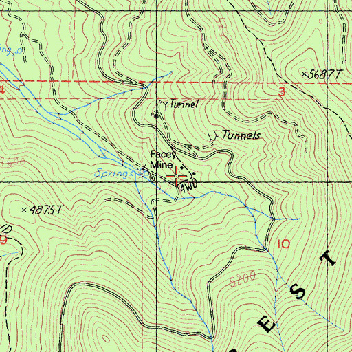Topographic Map of Facey, CA
