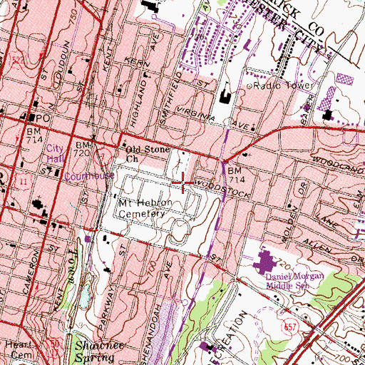 Topographic Map of Stonewall Confederate Cemetery, VA