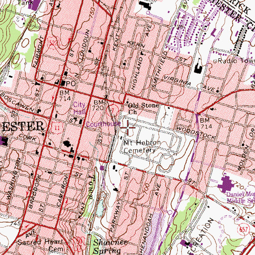 Topographic Map of German Lutheran Church Cemetery, VA