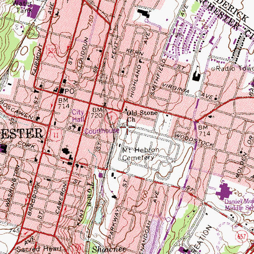 Topographic Map of Centenary Reformed UCC Cemetery, VA