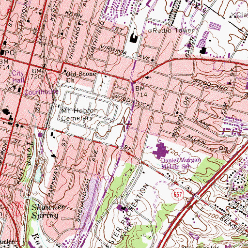 Topographic Map of General Daniel Morgan Veterans Cemetery, VA