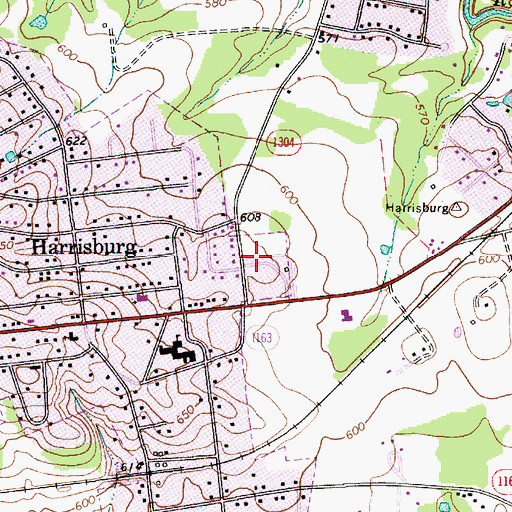 Topographic Map of Harrisburg Post Office, NC
