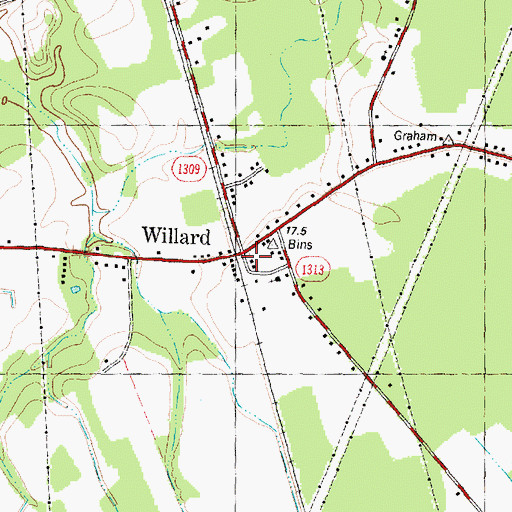 Topographic Map of Willard Post Office, NC
