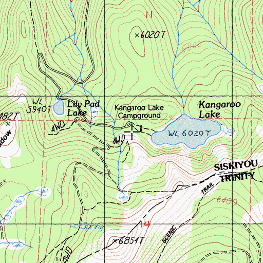Topographic Map of Kangaroo Lake Campground, CA